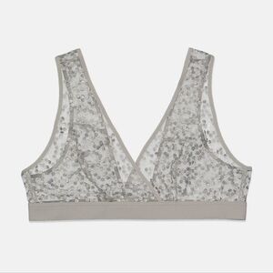 NWT Jason Wu Satin Dot Embroidered Wrap Bralette, Sheer, Ghost Grey (XL)